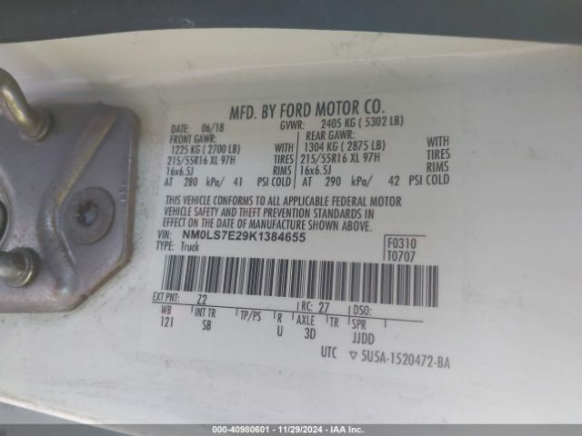 Photo 8 VIN: NM0LS7E29K1384655 - FORD TRANSIT CONNECT 