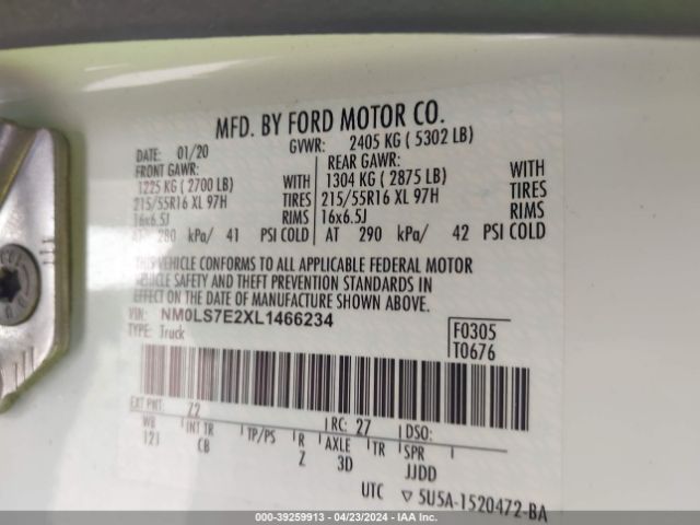 Photo 8 VIN: NM0LS7E2XL1466234 - FORD TRANSIT CONNECT 