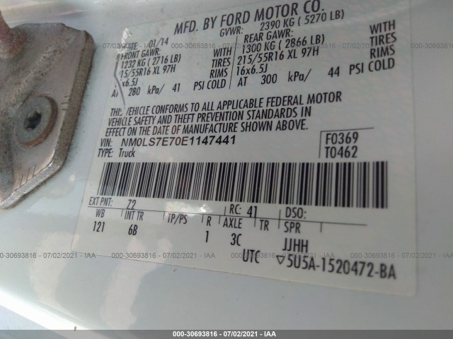 Photo 8 VIN: NM0LS7E70E1147441 - FORD TRANSIT CONNECT 