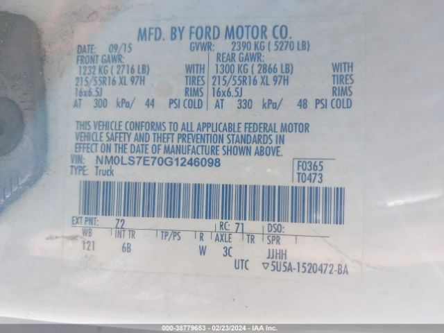 Photo 8 VIN: NM0LS7E70G1246098 - FORD TRANSIT CONNECT 