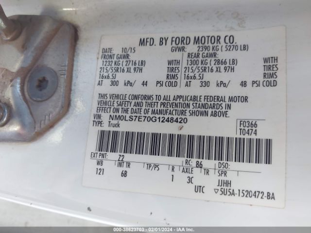 Photo 8 VIN: NM0LS7E70G1248420 - FORD TRANSIT CONNECT 