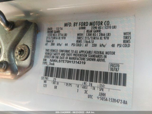 Photo 8 VIN: NM0LS7E70H1314319 - FORD TRANSIT CONNECT VAN 