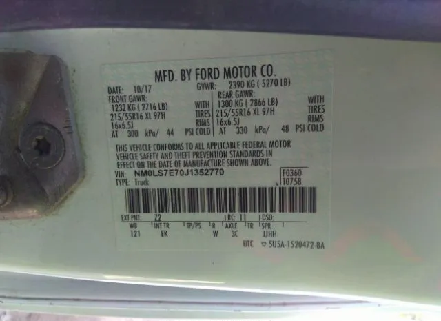 Photo 8 VIN: NM0LS7E70J1352770 - FORD TRANSIT CONNECT VAN 