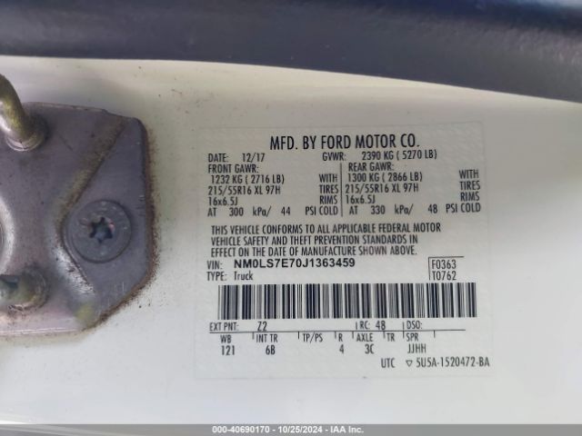 Photo 8 VIN: NM0LS7E70J1363459 - FORD TRANSIT CONNECT 