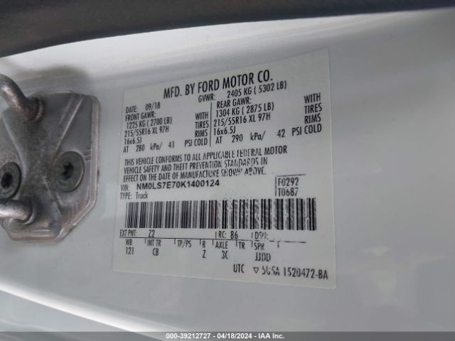 Photo 8 VIN: NM0LS7E70K1400124 - FORD TRANSIT CONNECT 