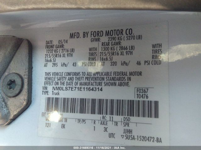 Photo 8 VIN: NM0LS7E71E1164314 - FORD TRANSIT CONNECT 