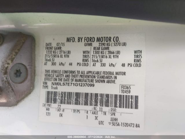 Photo 8 VIN: NM0LS7E71G1237099 - FORD TRANSIT CONNECT 