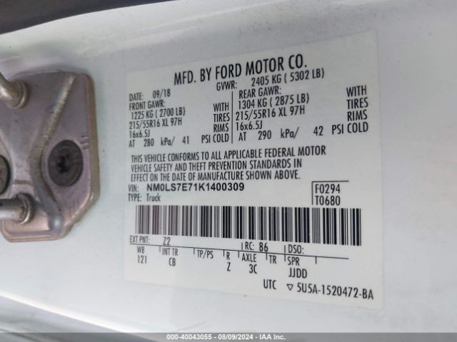 Photo 8 VIN: NM0LS7E71K1400309 - FORD TRANSIT CONNECT 