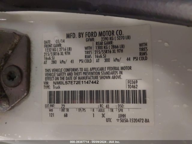 Photo 8 VIN: NM0LS7E72E1147442 - FORD TRANSIT CONNECT 