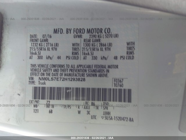 Photo 8 VIN: NM0LS7E72H1293828 - FORD TRANSIT CONNECT VAN 