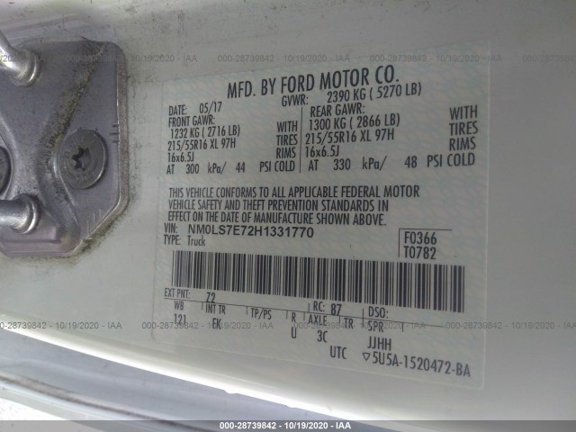 Photo 8 VIN: NM0LS7E72H1331770 - FORD TRANSIT CONNECT VAN 