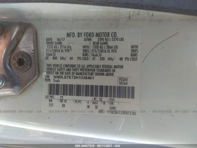 Photo 8 VIN: NM0LS7E72H1338461 - FORD TRANSIT CONNECT VAN 