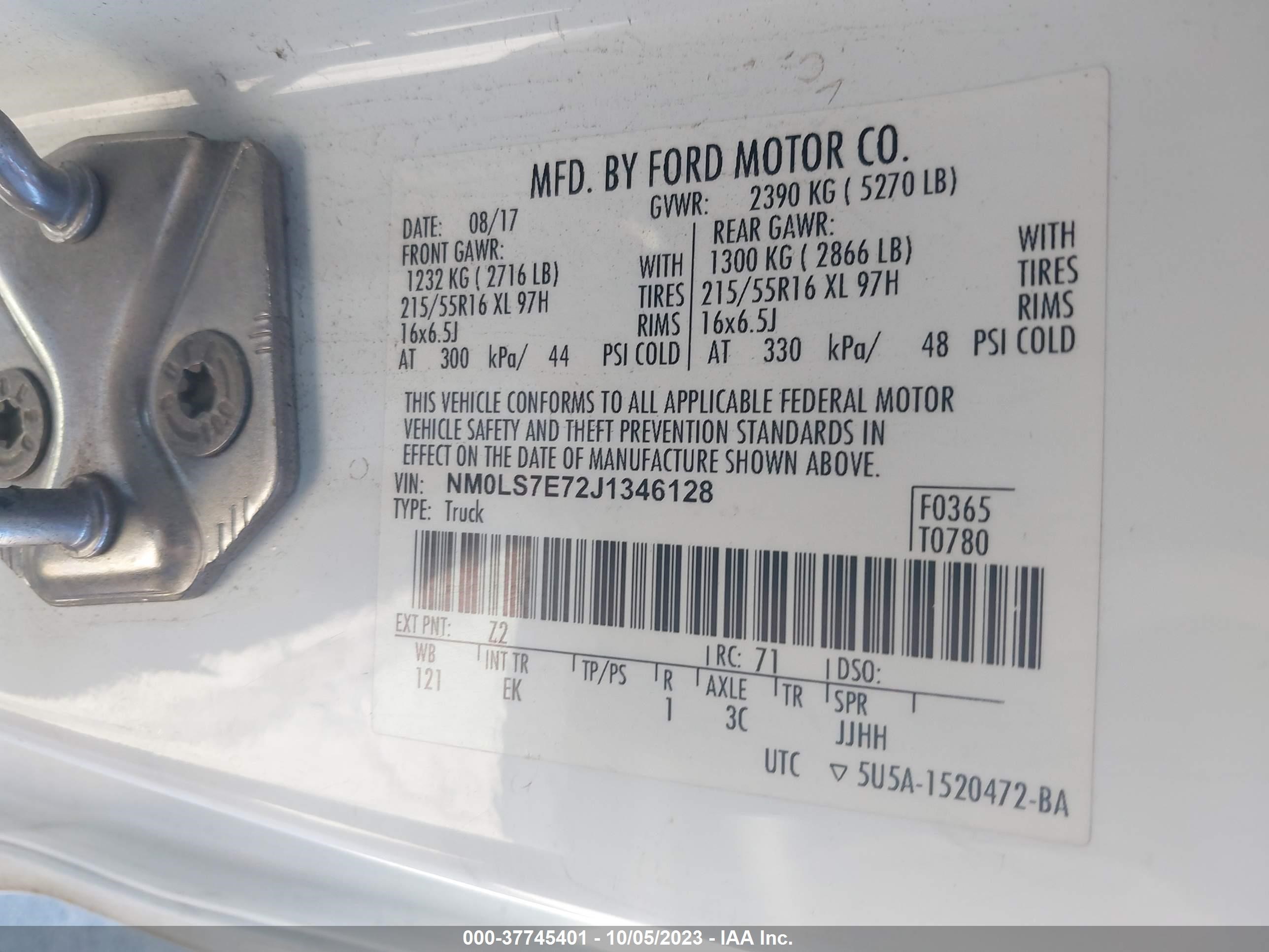 Photo 8 VIN: NM0LS7E72J1346128 - FORD TRANSIT 