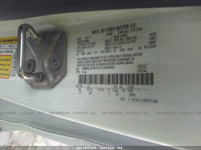 Photo 8 VIN: NM0LS7E72J1354004 - FORD TRANSIT CONNECT VAN 