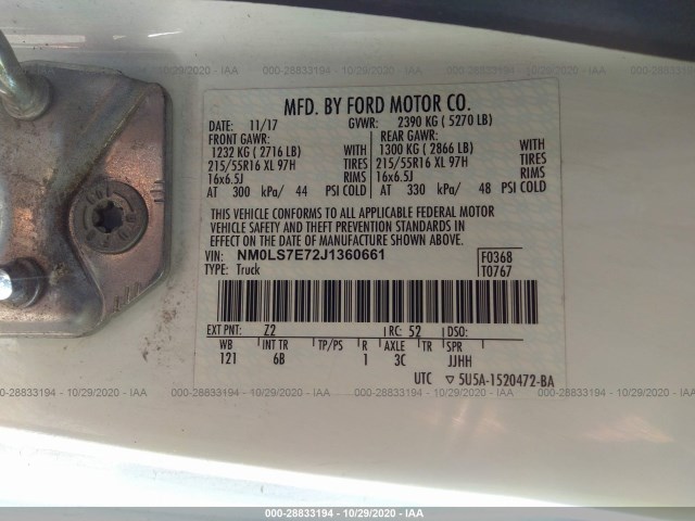 Photo 8 VIN: NM0LS7E72J1360661 - FORD TRANSIT CONNECT VAN 