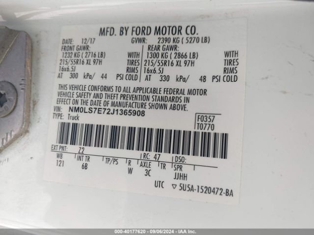 Photo 8 VIN: NM0LS7E72J1365908 - FORD TRANSIT CONNECT 