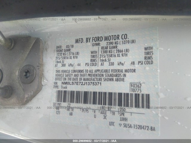 Photo 8 VIN: NM0LS7E72J1375371 - FORD TRANSIT CONNECT VAN 