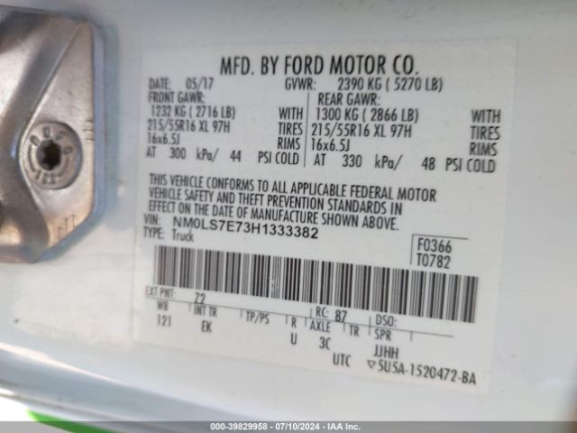 Photo 8 VIN: NM0LS7E73H1333382 - FORD TRANSIT CONNECT 