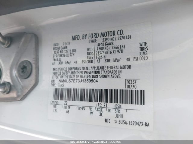 Photo 8 VIN: NM0LS7E73J1359504 - FORD TRANSIT CONNECT 