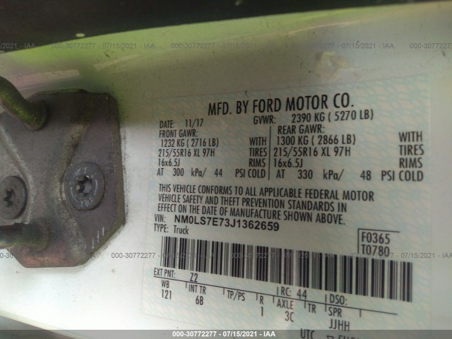 Photo 8 VIN: NM0LS7E73J1362659 - FORD TRANSIT CONNECT VAN 