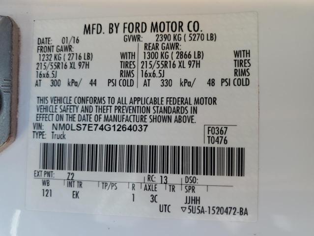 Photo 12 VIN: NM0LS7E74G1264037 - FORD TRANSIT CO 