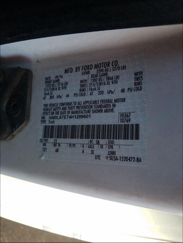 Photo 9 VIN: NM0LS7E74H1299601 - FORD TRANSIT CO 