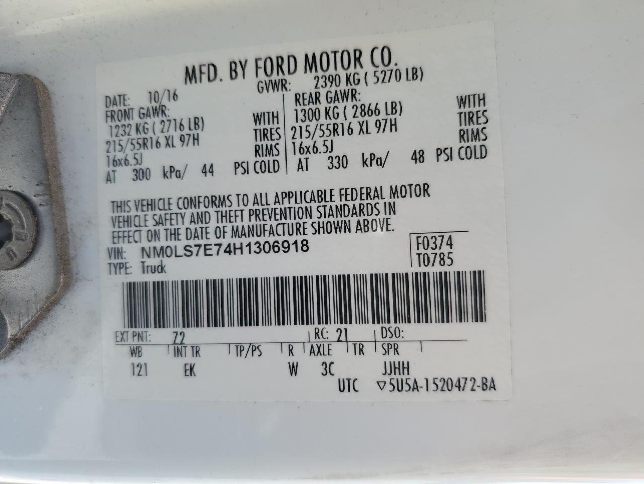 Photo 12 VIN: NM0LS7E74H1306918 - FORD TRANSIT 