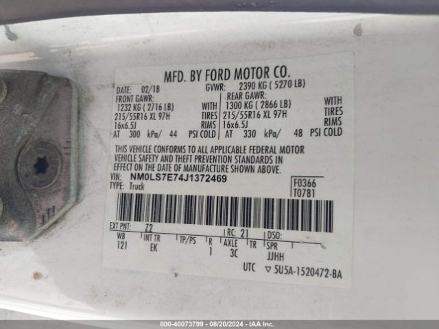 Photo 8 VIN: NM0LS7E74J1372469 - FORD TRANSIT CONNECT 