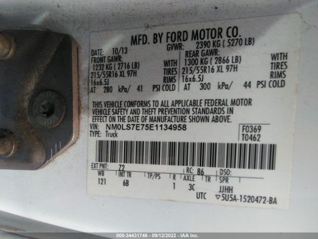 Photo 8 VIN: NM0LS7E75E1134958 - FORD TRANSIT CONNECT 