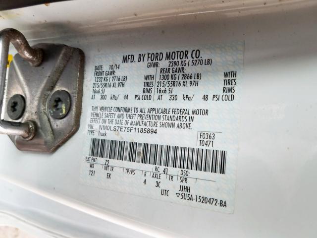 Photo 9 VIN: NM0LS7E75F1185894 - FORD TRANSIT CO 