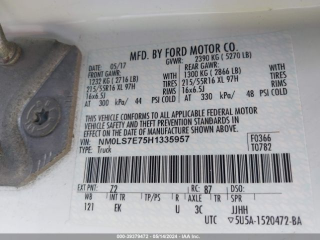 Photo 8 VIN: NM0LS7E75H1335957 - FORD TRANSIT CONNECT 