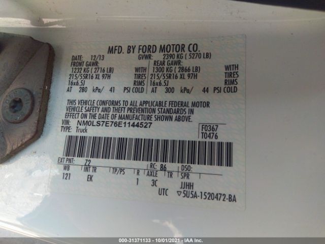 Photo 8 VIN: NM0LS7E76E1144527 - FORD TRANSIT CONNECT 