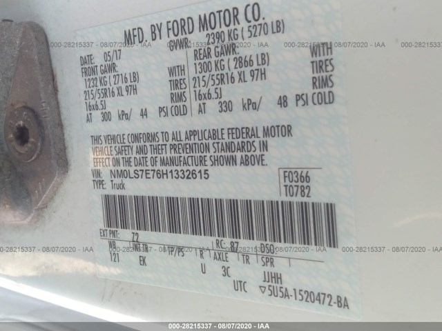 Photo 8 VIN: NM0LS7E76H1332615 - FORD TRANSIT CONNECT VAN 