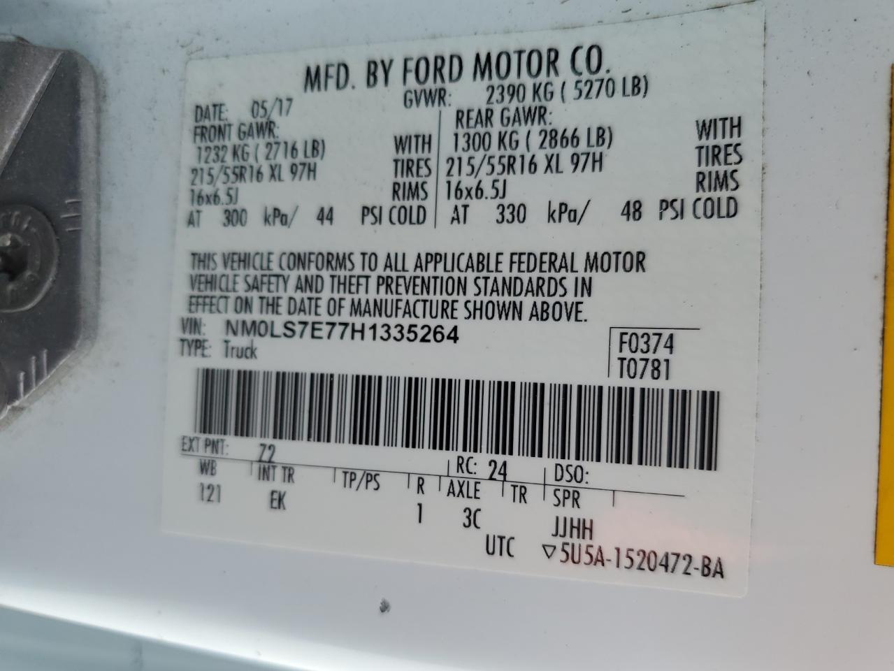 Photo 12 VIN: NM0LS7E77H1335264 - FORD TRANSIT 