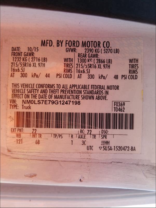 Photo 9 VIN: NM0LS7E79G1247198 - FORD TRANSIT CO 