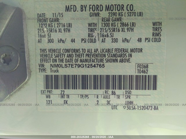 Photo 8 VIN: NM0LS7E79G1254765 - FORD TRANSIT CONNECT 