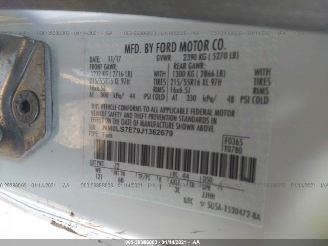 Photo 8 VIN: NM0LS7E79J1362679 - FORD TRANSIT CONNECT VAN 