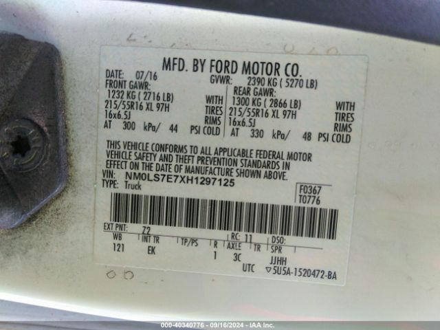 Photo 8 VIN: NM0LS7E7XH1297125 - FORD TRANSIT CONNECT 