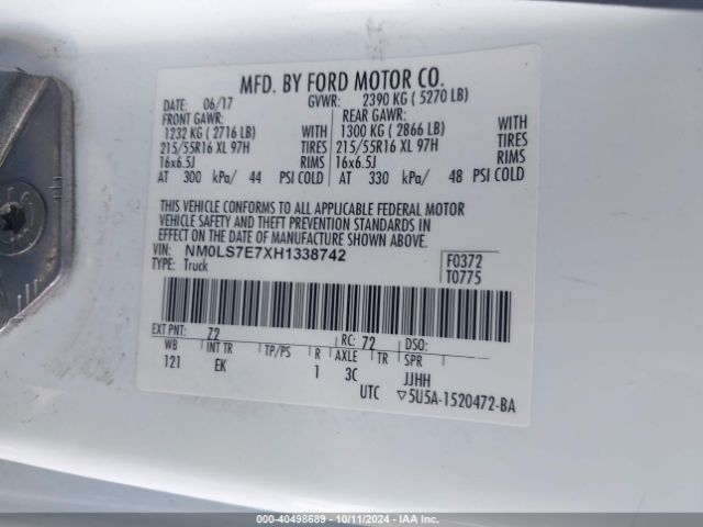 Photo 8 VIN: NM0LS7E7XH1338742 - FORD TRANSIT CONNECT 