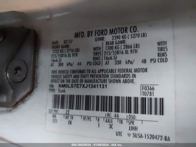 Photo 8 VIN: NM0LS7E7XJ1341131 - FORD TRANSIT CONNECT 