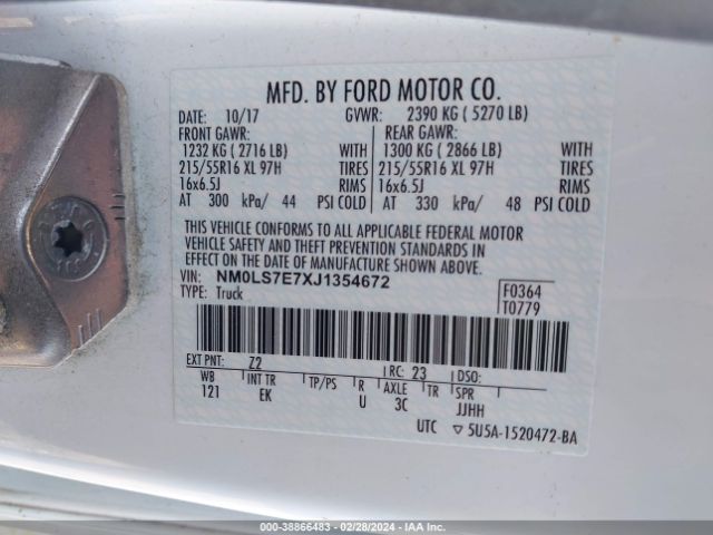 Photo 8 VIN: NM0LS7E7XJ1354672 - FORD TRANSIT CONNECT 