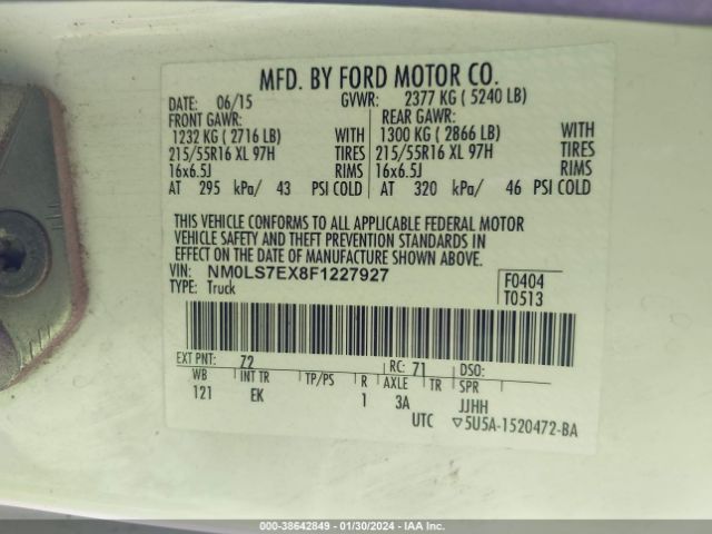 Photo 8 VIN: NM0LS7EX8F1227927 - FORD TRANSIT CONNECT 