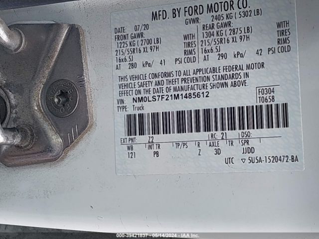 Photo 8 VIN: NM0LS7F21M1485612 - FORD TRANSIT CONNECT 