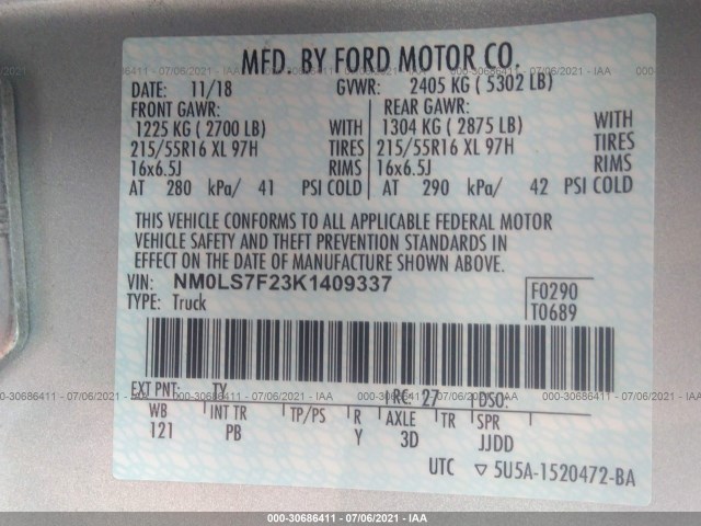 Photo 8 VIN: NM0LS7F23K1409337 - FORD TRANSIT CONNECT VAN 