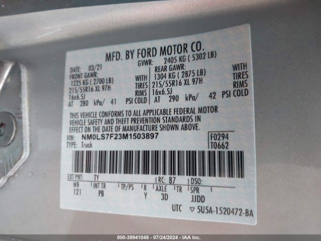 Photo 8 VIN: NM0LS7F23M1503897 - FORD TRANSIT CONNECT 