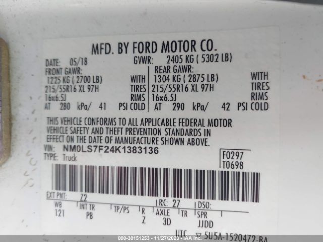 Photo 8 VIN: NM0LS7F24K1383136 - FORD TRANSIT CONNECT 