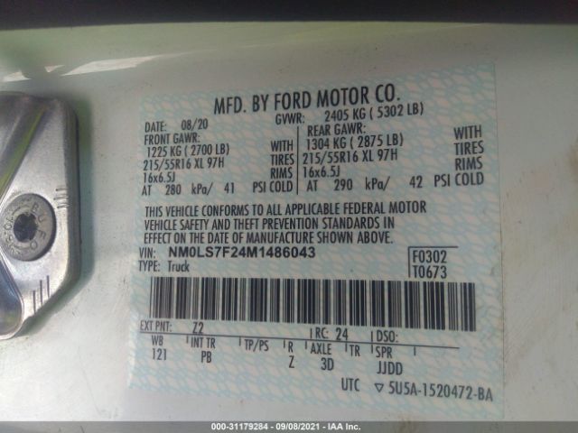 Photo 8 VIN: NM0LS7F24M1486043 - FORD TRANSIT CONNECT VAN 