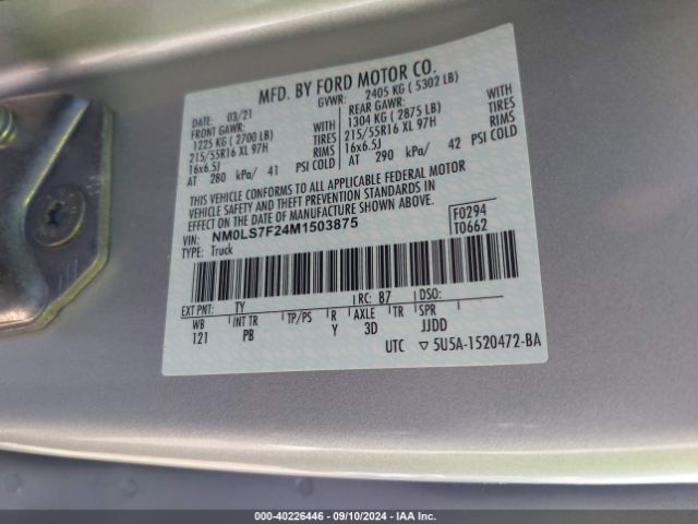 Photo 8 VIN: NM0LS7F24M1503875 - FORD TRANSIT CONNECT 