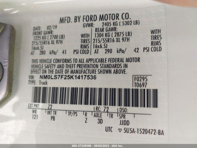 Photo 8 VIN: NM0LS7F25K1417536 - FORD TRANSIT CONNECT 