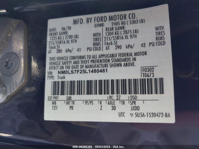 Photo 8 VIN: NM0LS7F25L1480461 - FORD TRANSIT CONNECT 